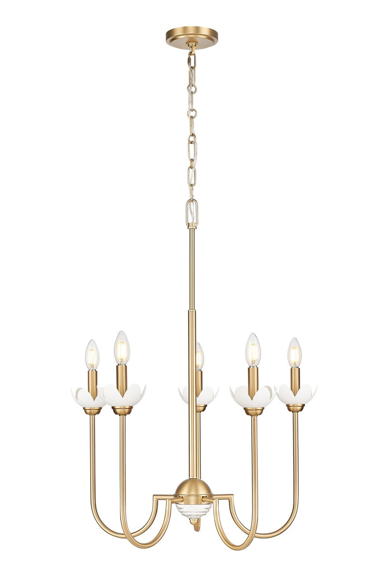 Z-Lite 352-5MGLD Five Light Chandelier, Modern Gold