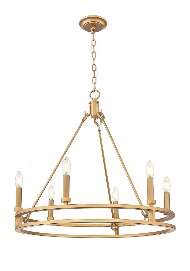 Z-Lite 4005-6SBR Six Light Chandelier, Signature Brass