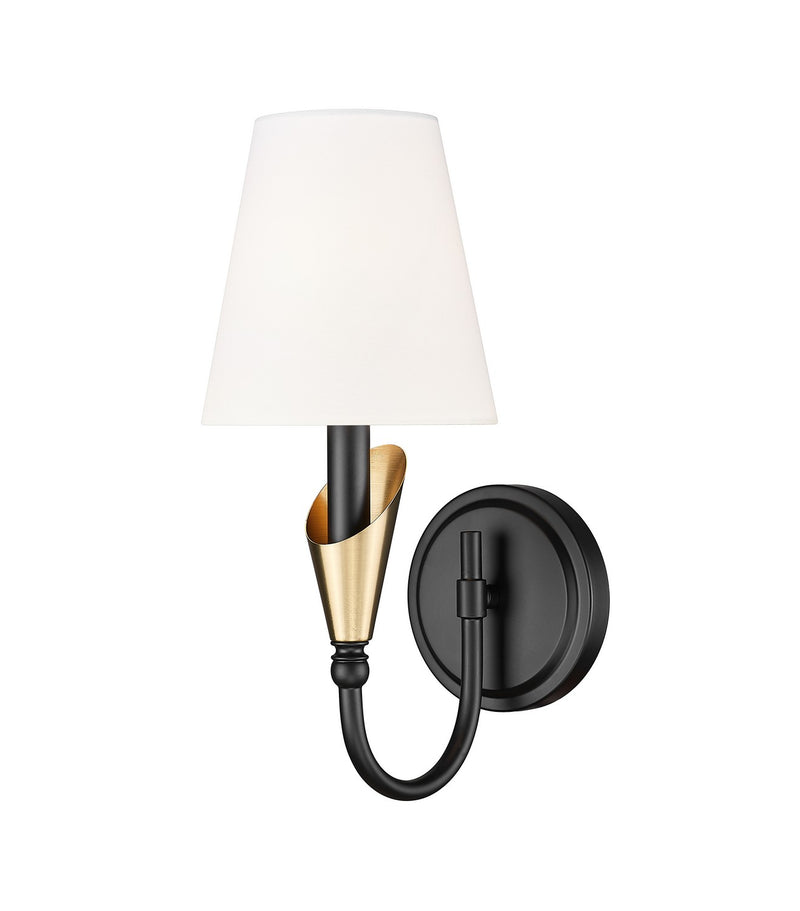 Z-Lite 4014-1S-MB-MGLD One Light Wall Sconce, Matte Black + Modern Gold