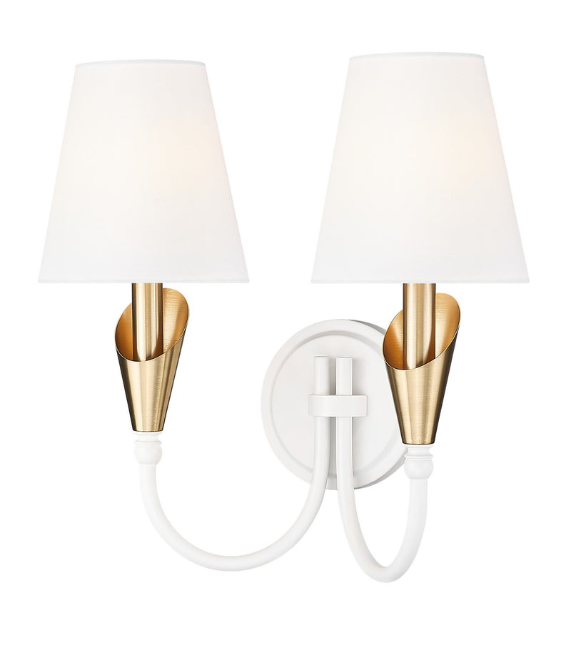 Z-Lite 4014-2S-TW-MGLD Two Light Wall Sconce, Tundra White + Modern Gold