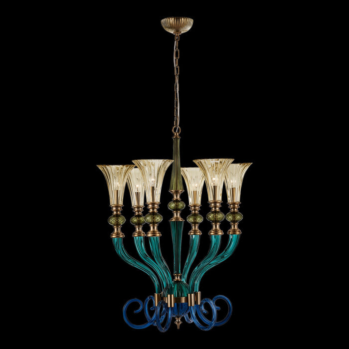 Allegri 043670-044-GLMULTI Six Light Chandelier, Winter Brass