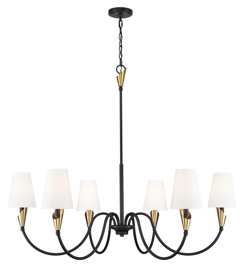 Z-Lite 4014-46MB-MGLD Six Light Chandelier, Matte Black + Modern Gold
