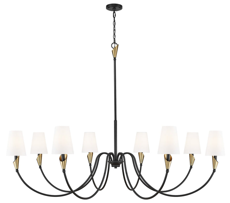 Z-Lite 4014-65MB-MGLD Eight Light Chandelier, Matte Black + Modern Gold