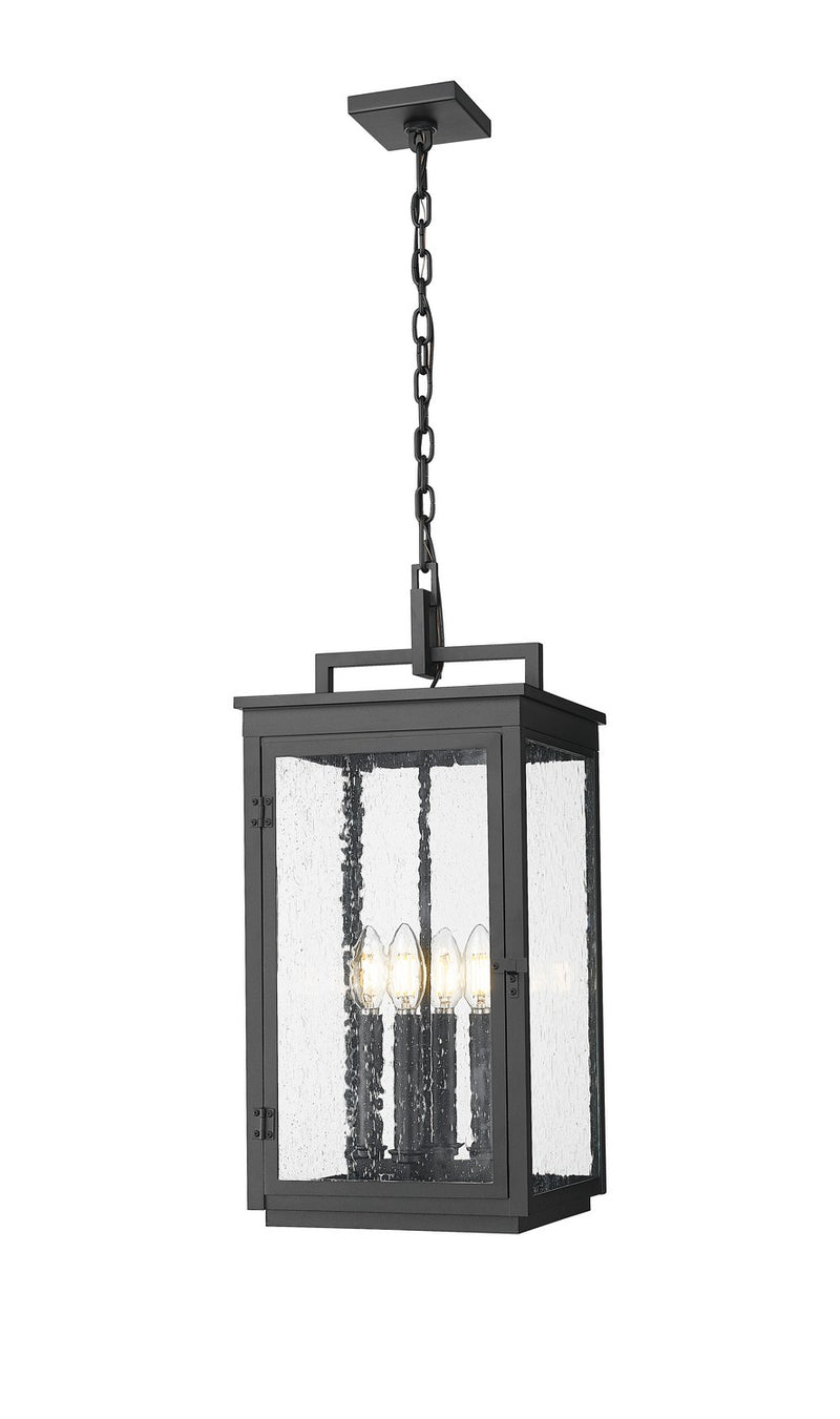 Z-Lite 5019CHB-BK Four Light Outdoor Chain Mount Ceiling Fixture, Sand Black