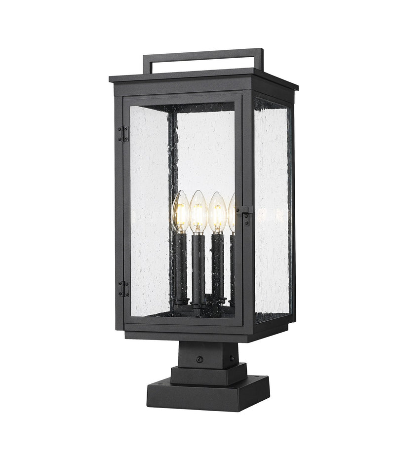 Z-Lite 5019PHBS-SQPM-BK Four Light Outdoor Pier Mounted, Sand Black