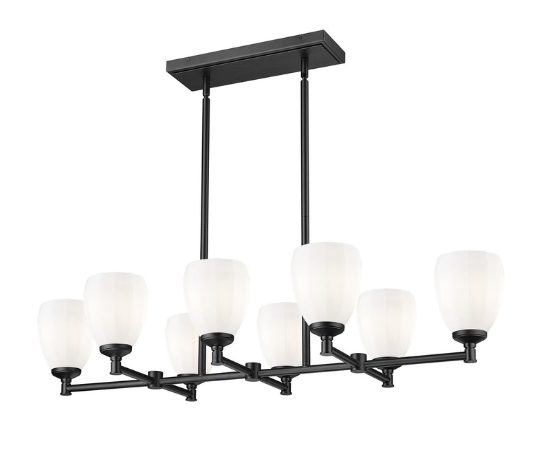 Z-Lite 7004-8L-MB Eight Light Linear Chandelier, Matte Black