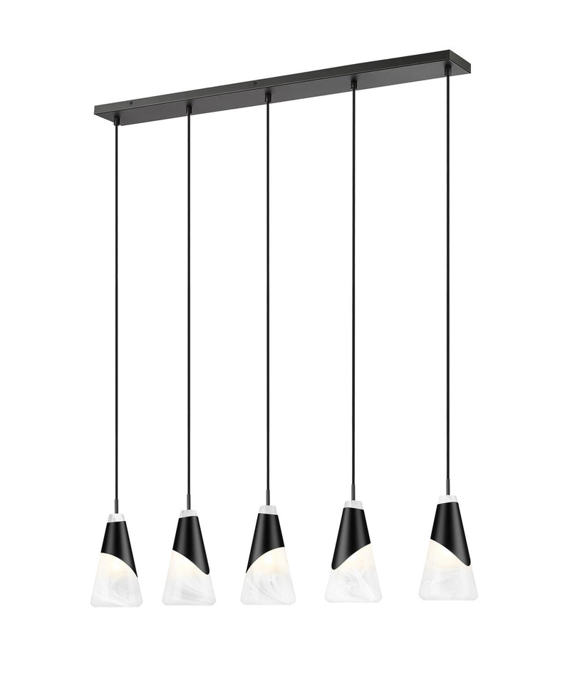 Z-Lite 828P6-5L-MB Five Light Linear Chandelier, Matte Black