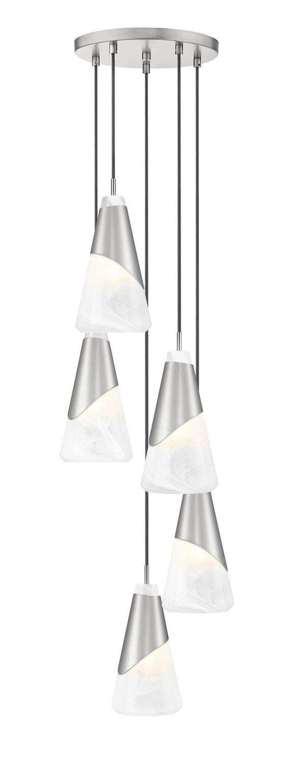 Z-Lite 828P6-5R-BN Five Light Chandelier, Brushed Nickel