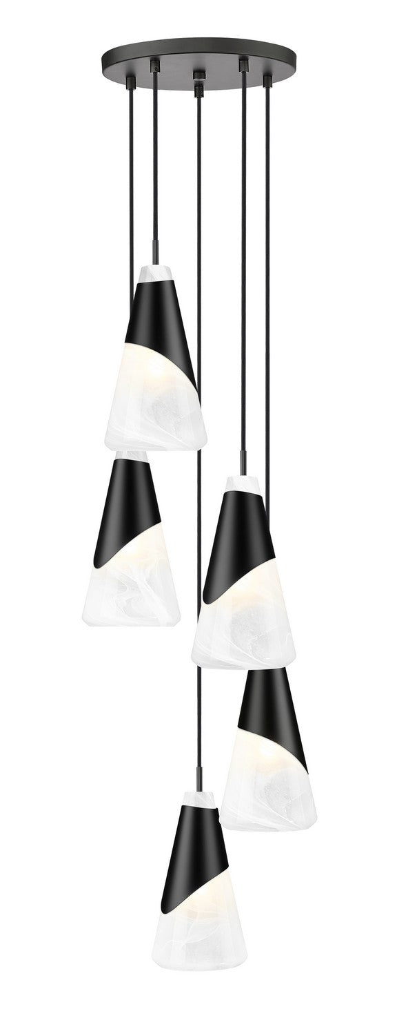 Z-Lite 828P6-5R-MB Five Light Chandelier, Matte Black