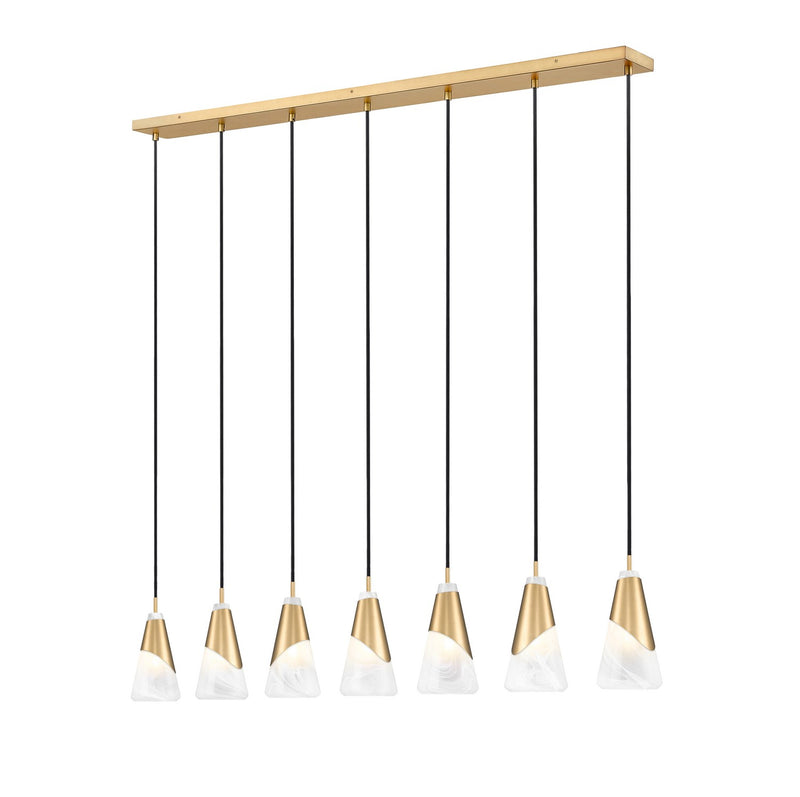 Z-Lite 828P6-7L-MGLD Seven Light Linear Chandelier, Modern Gold