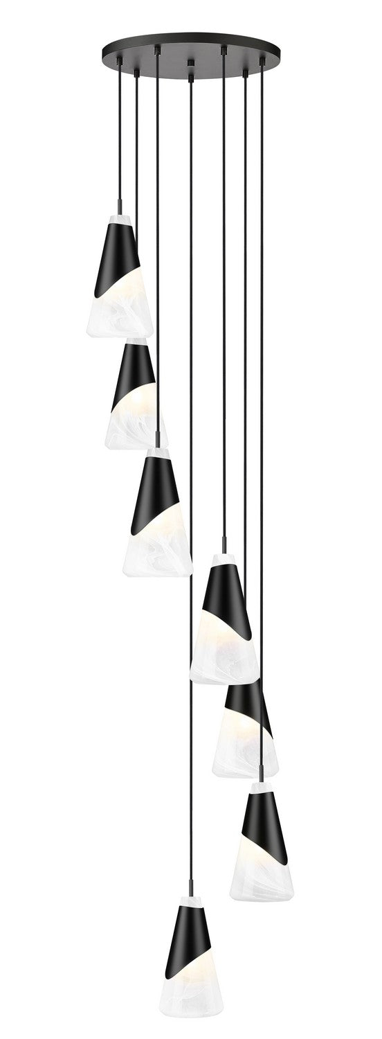 Z-Lite 828P6-7R-MB Seven Light Chandelier, Matte Black