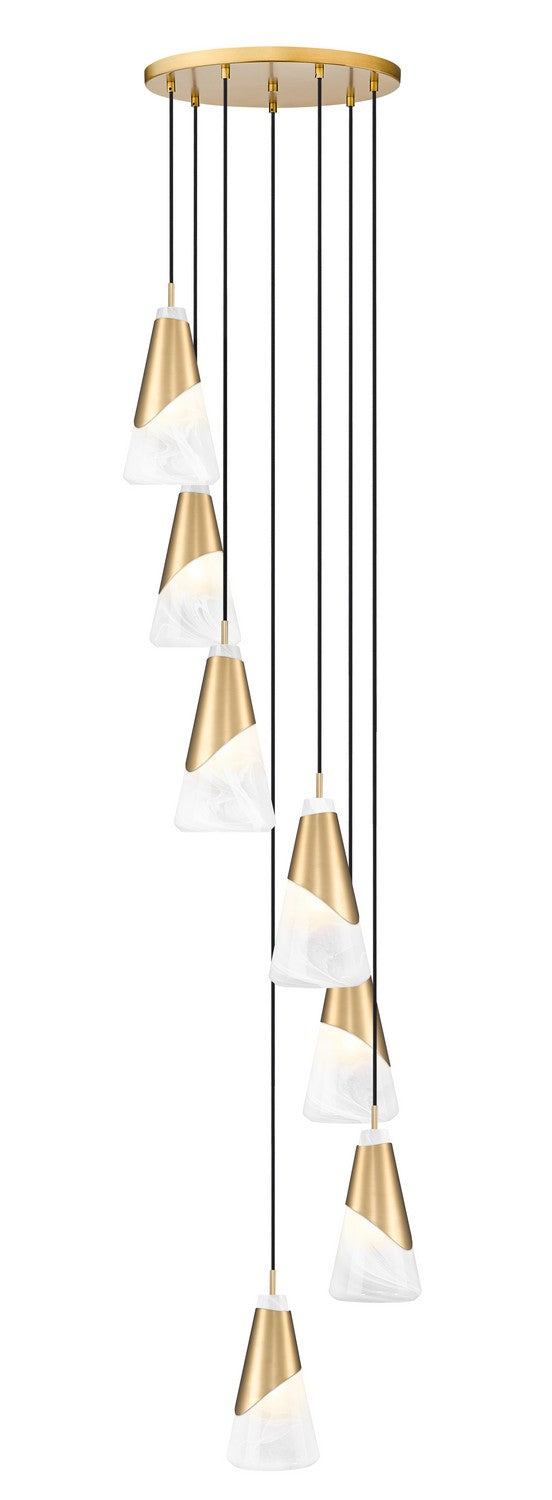 Z-Lite 828P6-7R-MGLD Seven Light Chandelier, Modern Gold