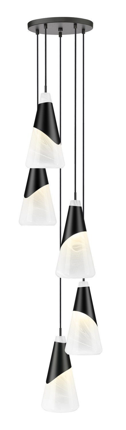 Z-Lite 828P7-5R-MB Five Light Chandelier, Matte Black