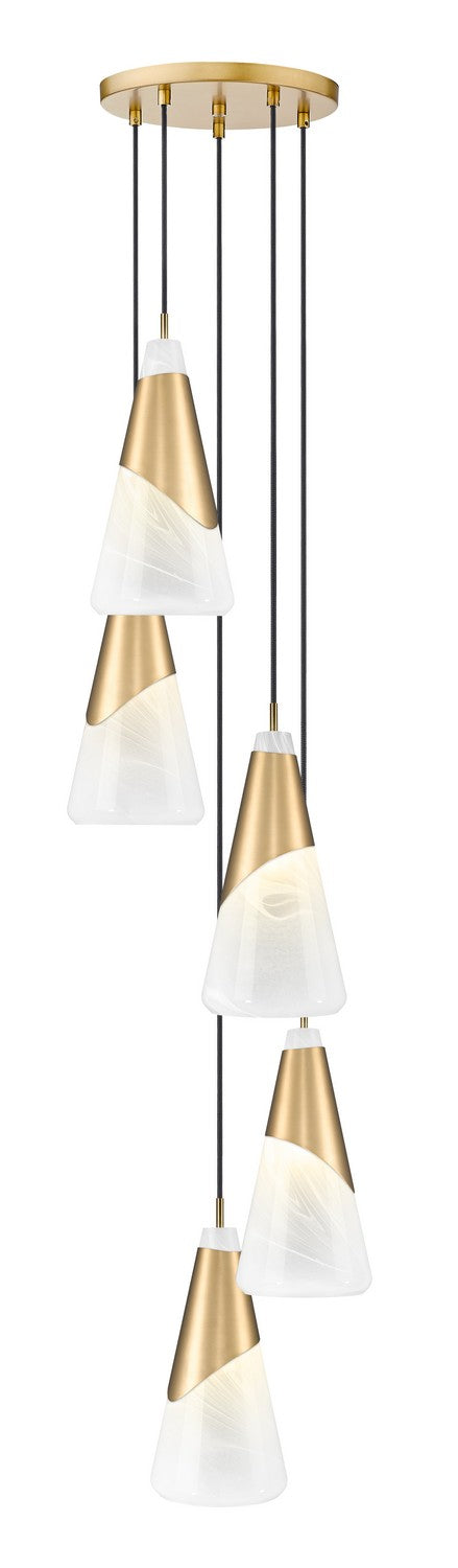 Z-Lite 828P7-5R-MGLD Five Light Chandelier, Modern Gold