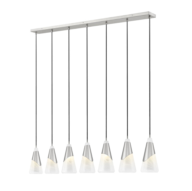 Z-Lite 828P7-7L-BN Seven Light Linear Chandelier, Brushed Nickel