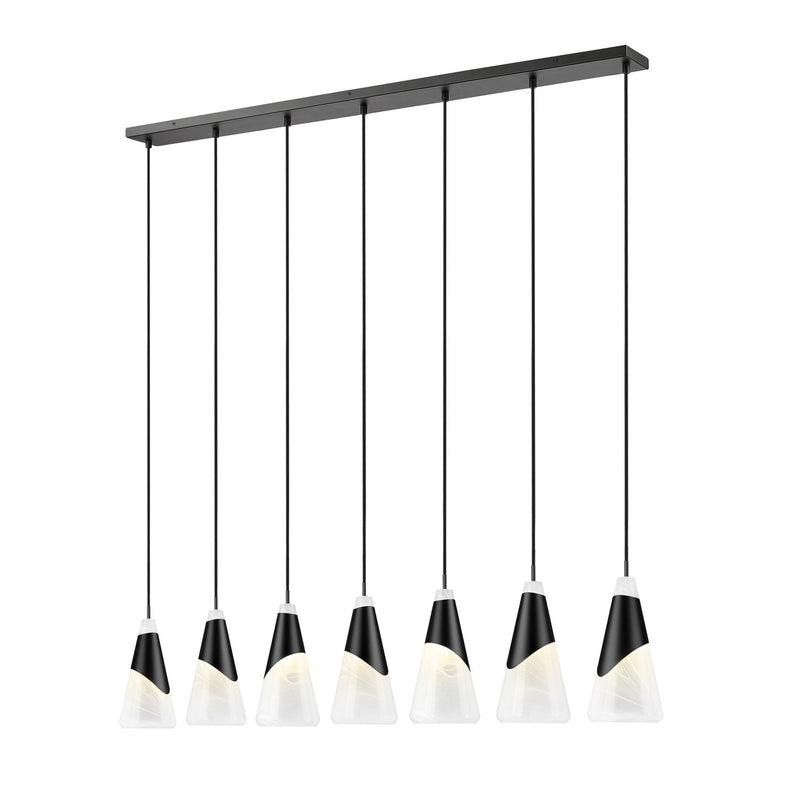 Z-Lite 828P7-7L-MB Seven Light Linear Chandelier, Matte Black
