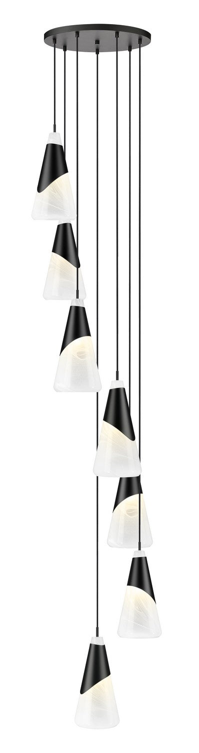Z-Lite 828P7-7R-MB Seven Light Chandelier, Matte Black
