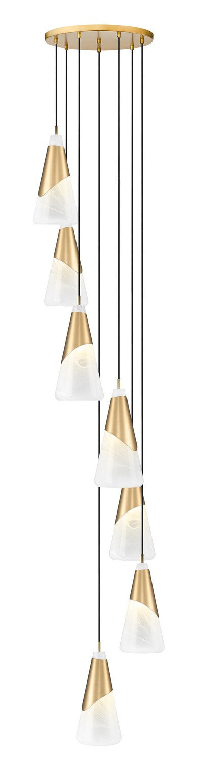 Z-Lite 828P7-7R-MGLD Seven Light Chandelier, Modern Gold