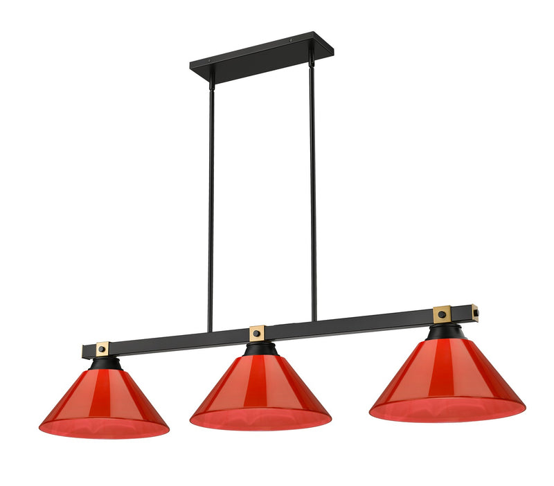 Z-Lite 1955-3MB-RB-PRD Three Light Billiard, Matte Black + Rubbed Brass