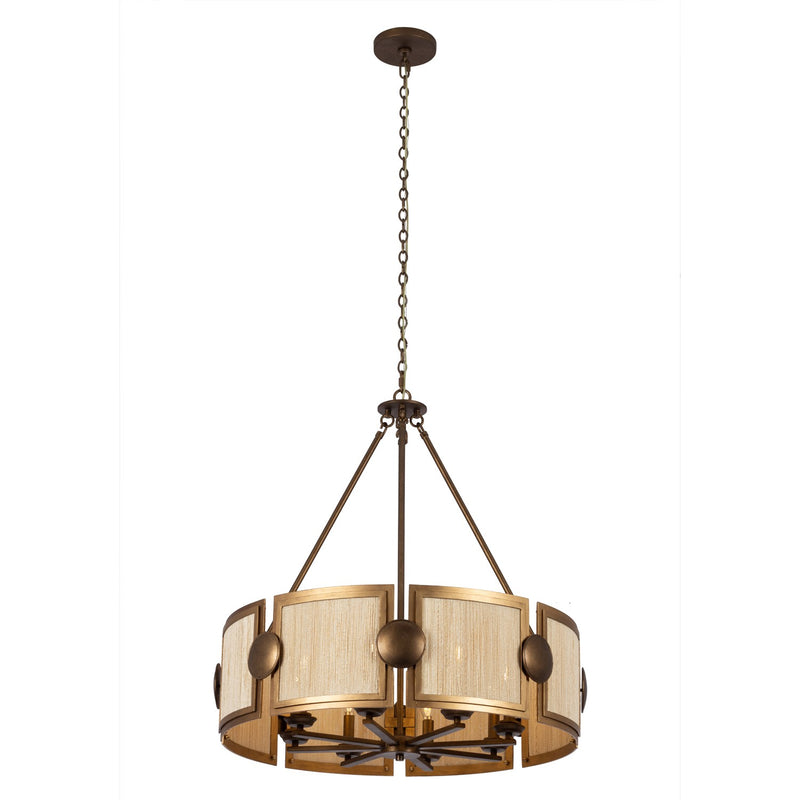 Kalco 526855PABMG Six Light Pendant, Pearlized Antique Brass/Modern Gold