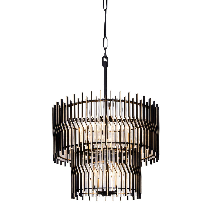 Varaluz 393C10MBFG Ten Light Chandelier, Matte Black/French Gold
