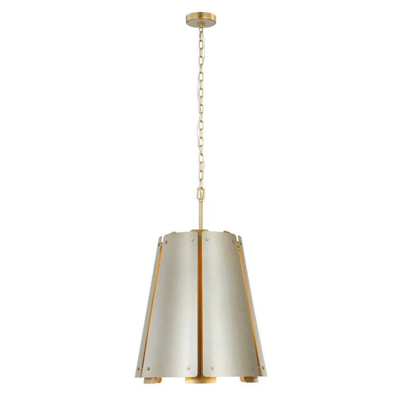 Varaluz 518F06SSBS Six Light Foyer Pendant, Sunwashed Silver/Brushed Sienna