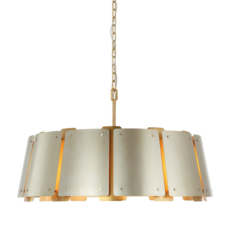 Varaluz 518P08SSBS Eight Light Pendant, Sunwashed Silver/Brushed Sienna