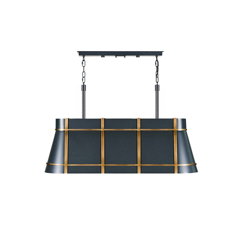 Varaluz 536N04ZNCBRZ Four Light Linear Pendant, Blackened Zinc/Heritage Bronze