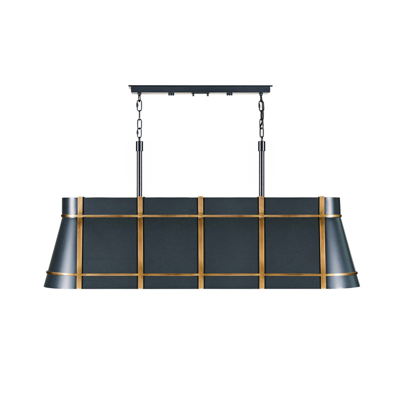 Varaluz 536N05ZNCBRZ Five Light Linear Pendant, Blackened Zinc/Heritage Bronze