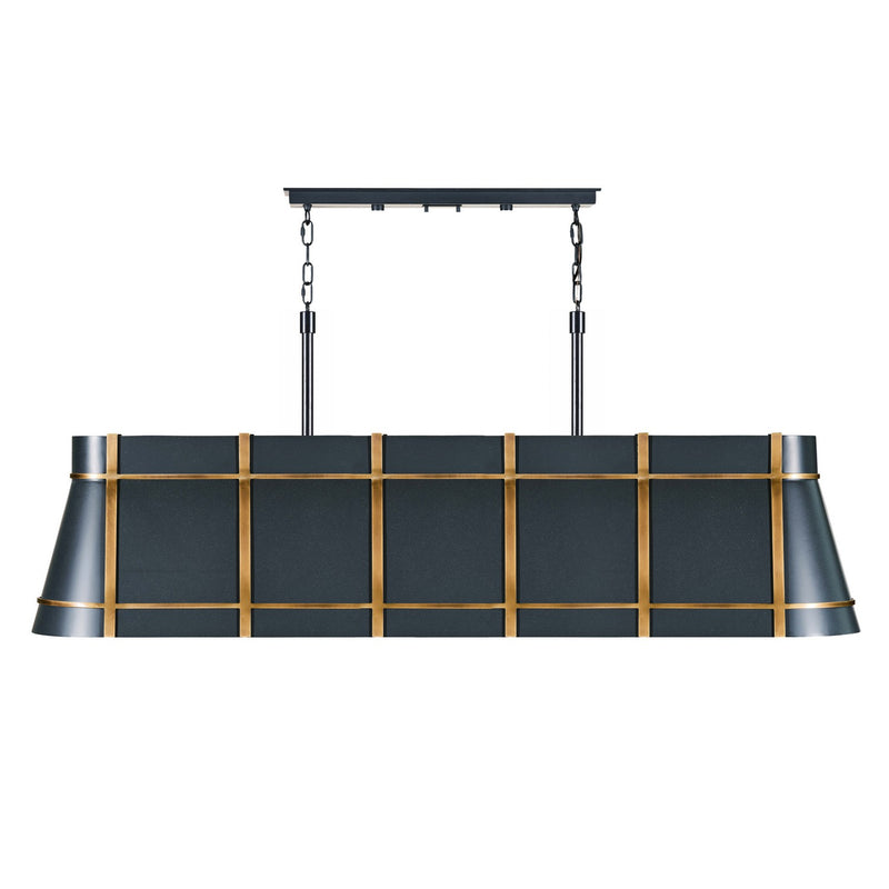 Varaluz 536N06ZNCBRZ Six Light Linear Pendant, Blackened Zinc/Heritage Bronze