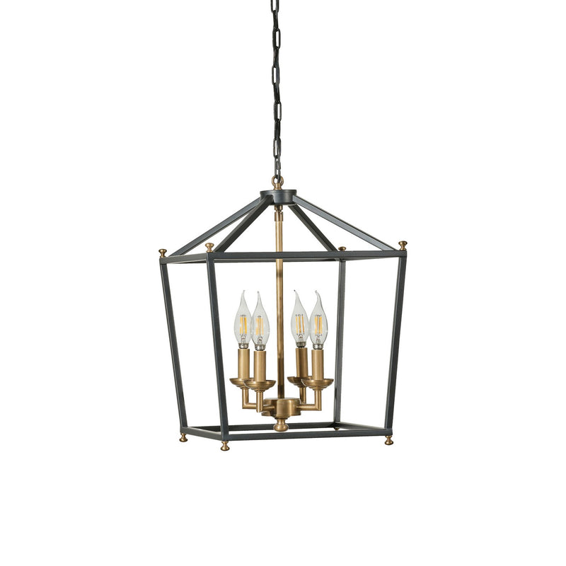 Varaluz 538P04BLKATB Four Light Pendant, Heritage Black/Antique Bronze