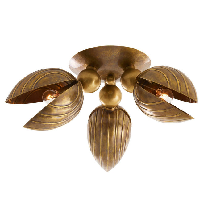 Arteriors DFI11 Three Light Flush Mount, Vintage Brass