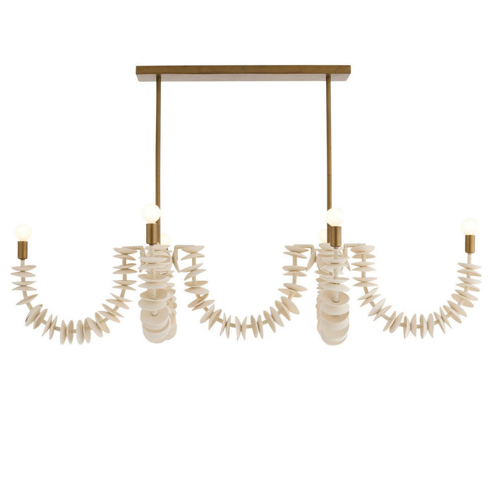 Arteriors DLS16 Eight Light Linear Chandelier, Ivory