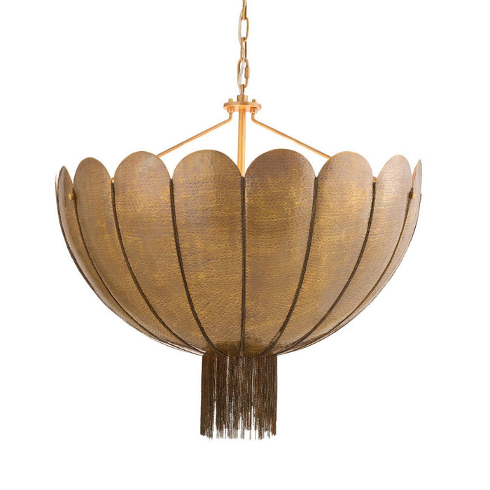 Arteriors DMI21 Three Light Chandelier, Antique Brass