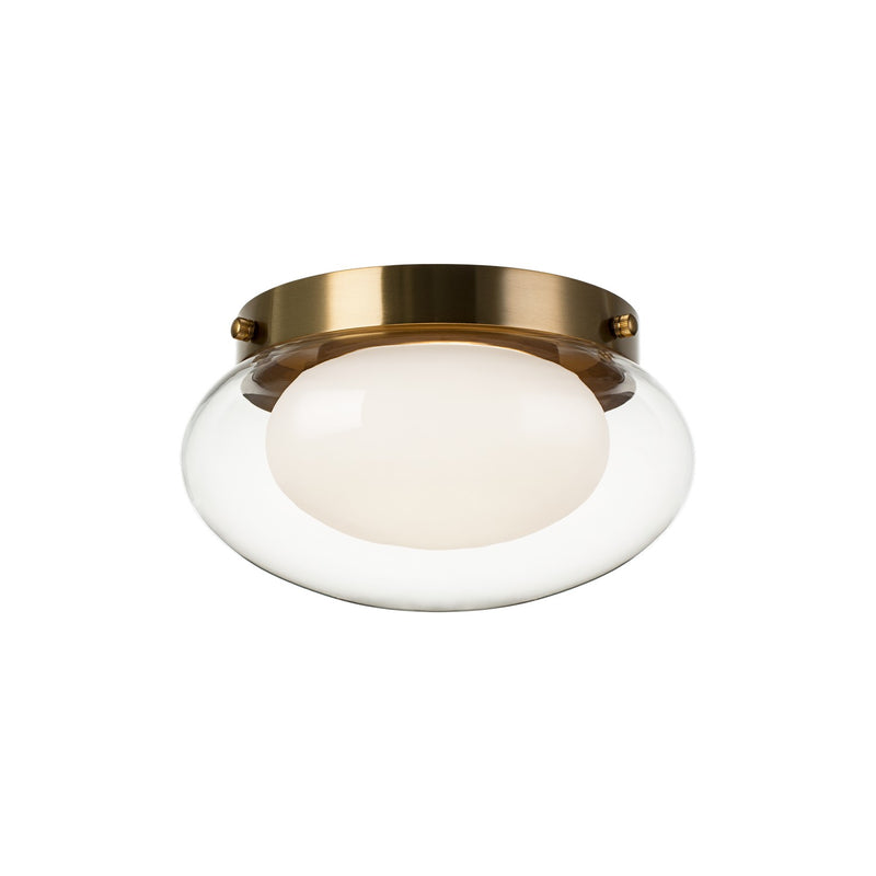 Matteo Lighting M15701AG One Light Flush Mount, Aged Gold Brass