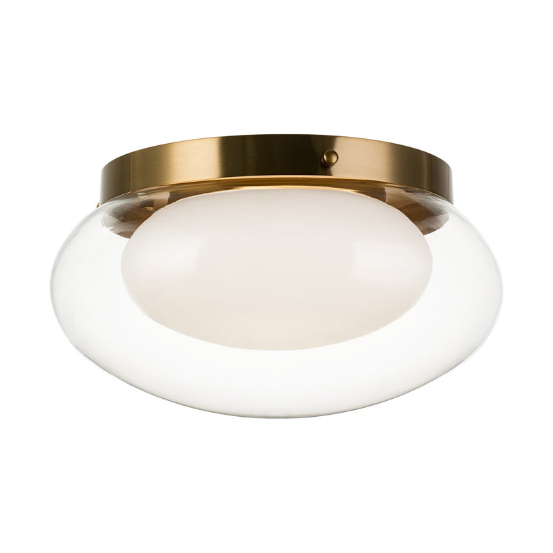Matteo Lighting M15703AG Three Light Flush Mount, Aged Gold Brass