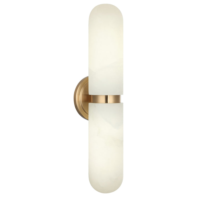 Matteo Lighting S01912AG Two Light Wall Sconce, Aged Gold Brass