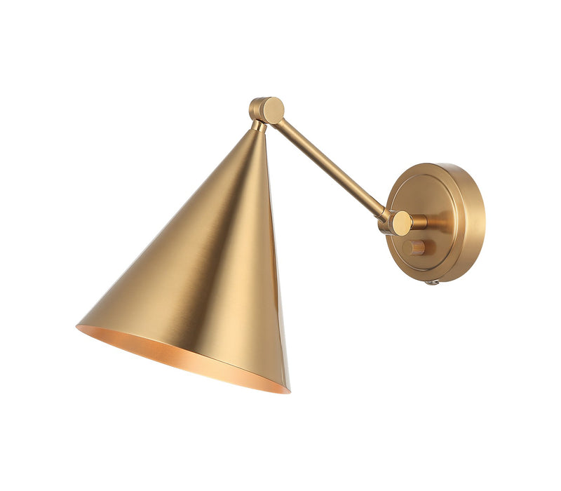 Matteo Lighting S16511AG One Light Wall Sconce, Aged Gold Brass