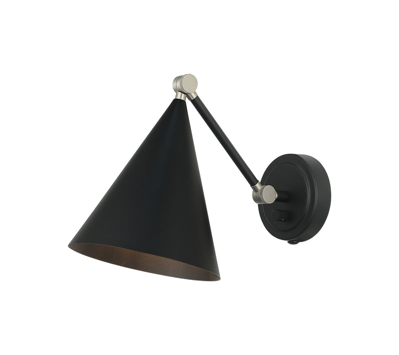 Matteo Lighting S16511MB One Light Wall Sconce, Matte Black