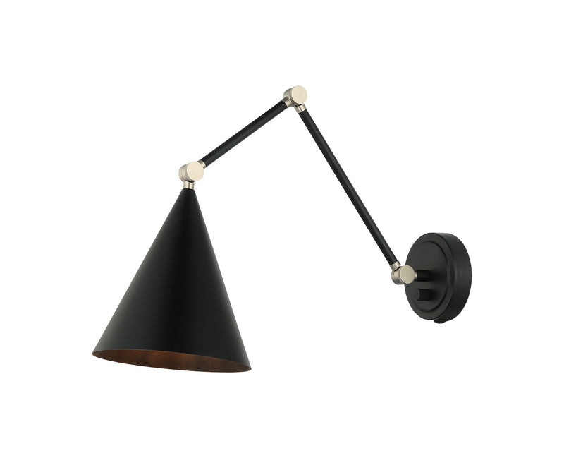Matteo Lighting S16521MB One Light Wall Sconce, Matte Black
