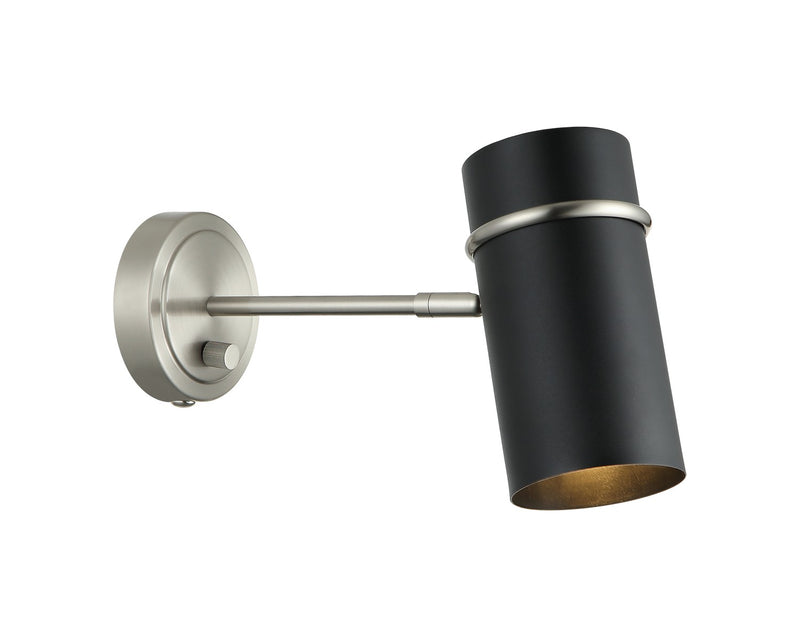 Matteo Lighting S17711BNMB One Light Wall Sconce, Brushed Nickel & Matte Black