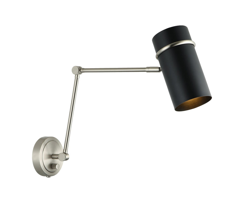 Matteo Lighting S17721BNMB One Light Wall Sconce, Brushed Nickel & Matte Black