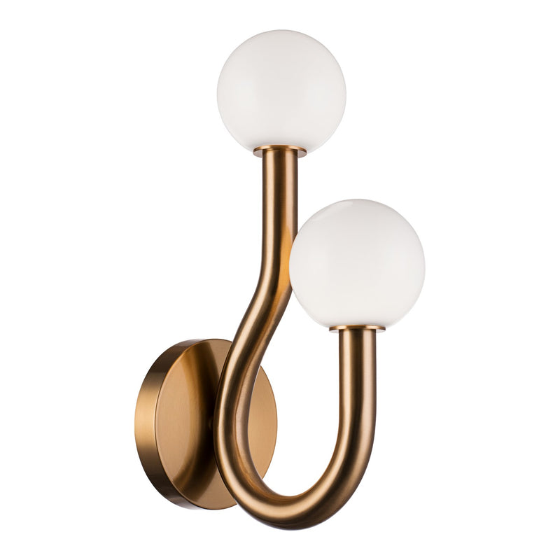 Matteo Lighting W34202AGOP Two Light Wall Sconce, Aged Gold Brass