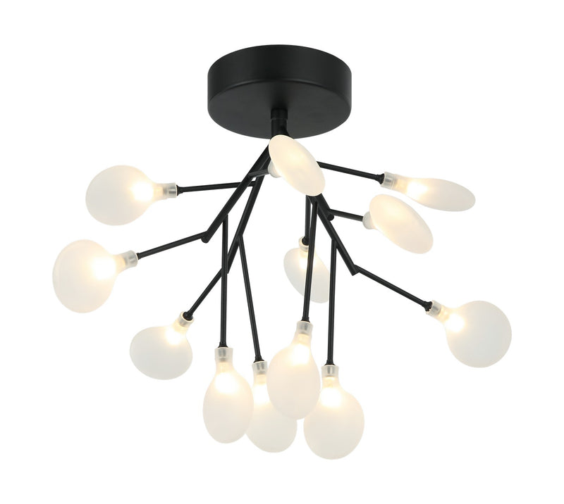 Matteo Lighting X69820MB 12 Light Ceiling Mount, Matte Black