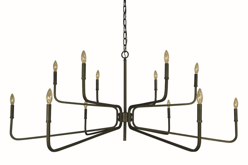 Framburg 5486 SP 12 Light Chandelier, Satin Pewter