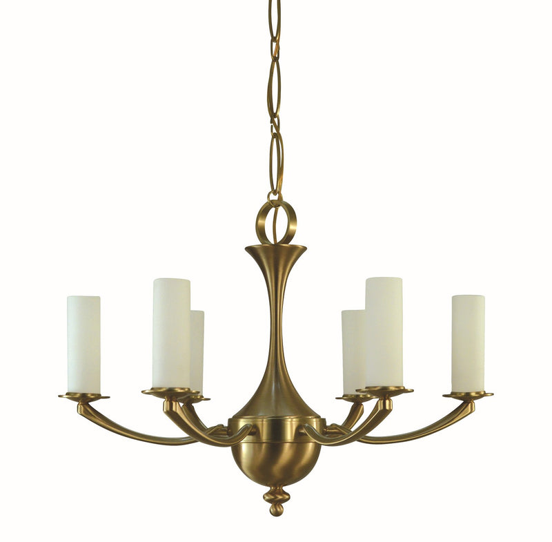 Framburg 5926 BR Six Light Chandelier, Brushed Brass