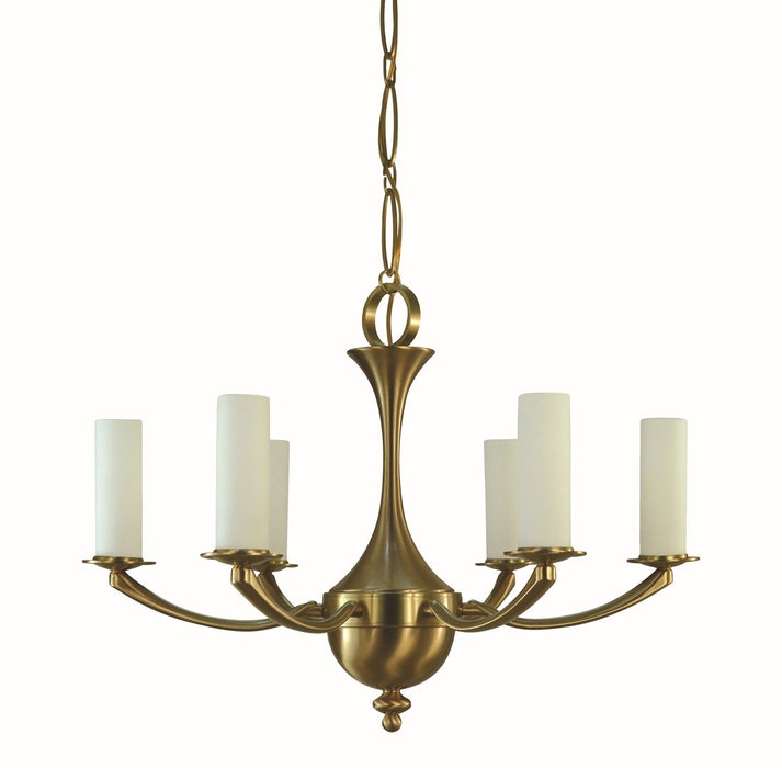 Framburg 5926 BR Six Light Chandelier, Brushed Brass