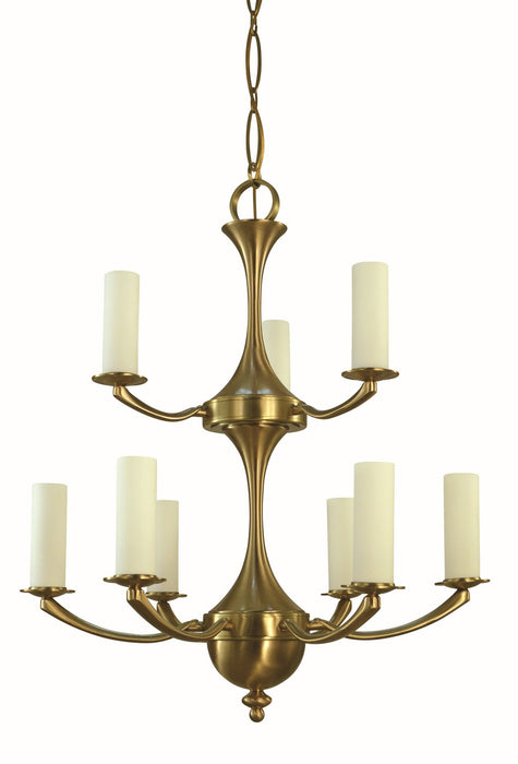Framburg 5929 BR Nine Light Chandelier, Brushed Brass