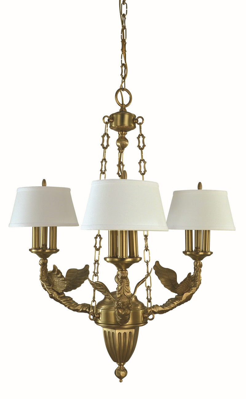 Framburg 5940 BR Nine Light Chandelier, Brushed Brass