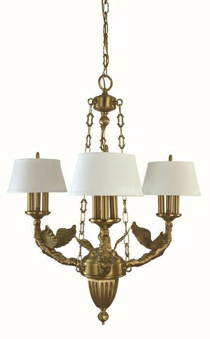 Framburg 5940 BR Nine Light Chandelier, Brushed Brass